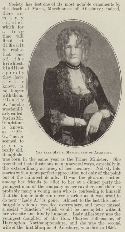 Die verstorbene Maria, Marchioness von Ailesbury von English Photographer