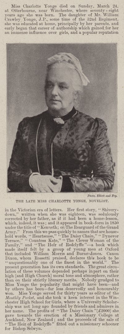 Die verstorbene Miss Charlotte Yonge, Romanautorin von English Photographer