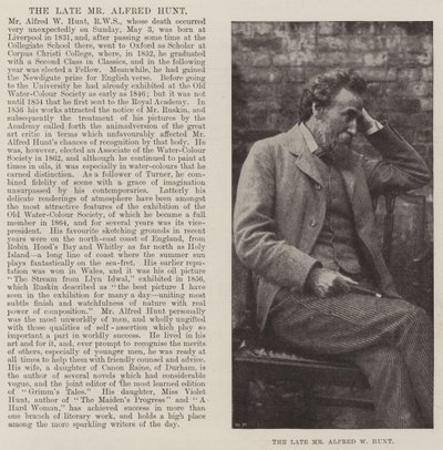 Der verstorbene Mr. Alfred W. Hunt von English Photographer