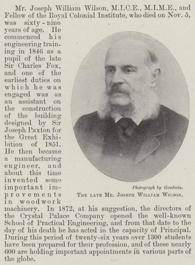 Der verstorbene Herr Joseph William Wilson von English Photographer