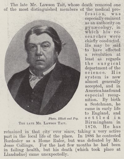 Der verstorbene Mr. Lawson Tait von English Photographer