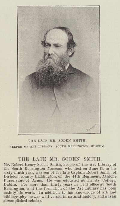 Der verstorbene Herr Soden Smith, Leiter der Kunstbibliothek, South Kensington Museum von English Photographer