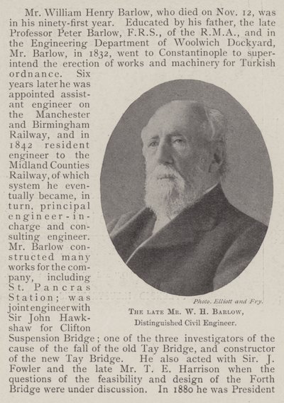 Der verstorbene Mr. W. H. Barlow, angesehener Bauingenieur von English Photographer