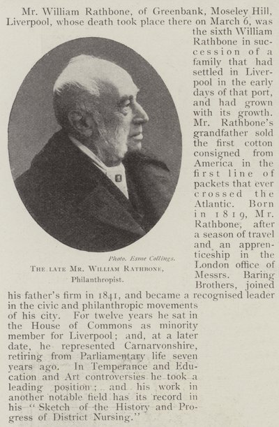 Der verstorbene Mr William Rathbone, Philanthrop von English Photographer