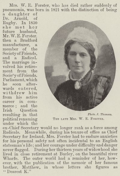 Die verstorbene Frau W. E. Forster von English Photographer