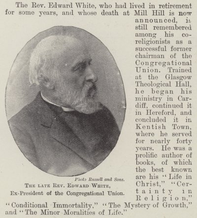 Der verstorbene Reverend Edward White, Ex-Präsident der Kongregationalen Union von English Photographer