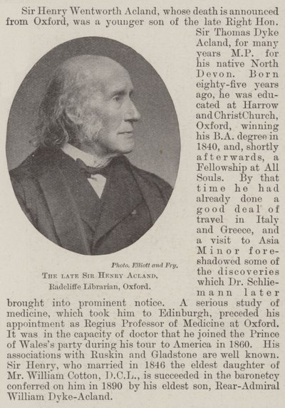 Der verstorbene Sir Henry Acland, Radcliffe-Bibliothekar, Oxford von English Photographer