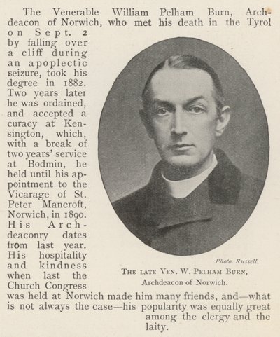 Der verstorbene ehrwürdige W Pelham Burn, Erzdiakon von Norwich von English Photographer