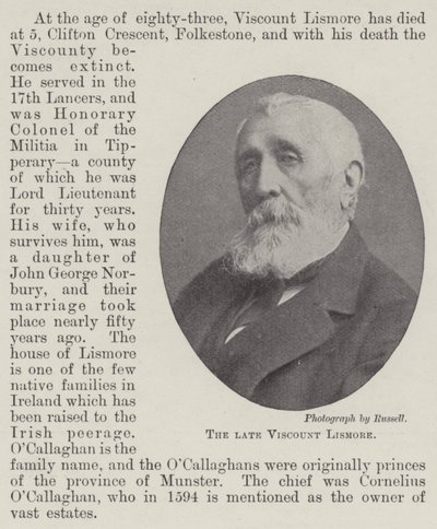 Der verstorbene Viscount Lismore von English Photographer
