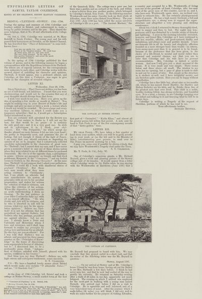Unveröffentlichte Briefe von Samuel Taylor Coleridge von English Photographer