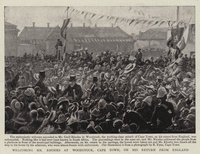 Begrüßung von Mr. Rhodes in Woodstock, Kapstadt, bei seiner Rückkehr aus England von English Photographer