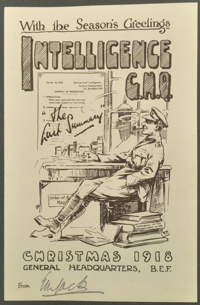 Mit den besten Wünschen, Intelligence G.H.Q., Weihnachten 1918 von E. M. Jack, 1918 von English Photographer