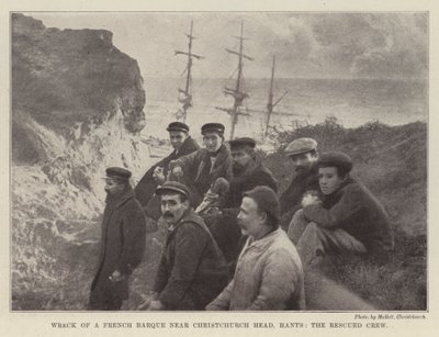 Wrack einer französischen Bark in der Nähe von Christchurch Head, Hants, die gerettete Besatzung von English Photographer