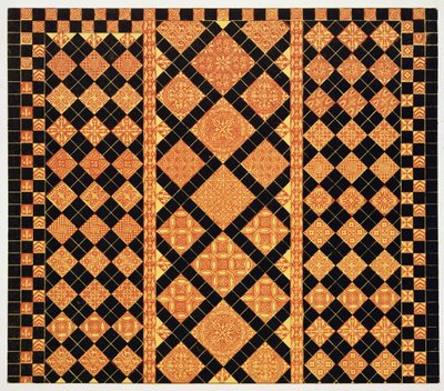 Pflasterung aus dem 14. Jahrhundert aus der Worcester Cathedral Choir School, Illustration aus Specimens of Tile Pavements, gezeichnet von bestehenden Autoritäten, von Henry Shaw, 1858 von English School