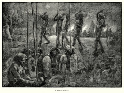 Ein Corroboree (Gravur) von English School