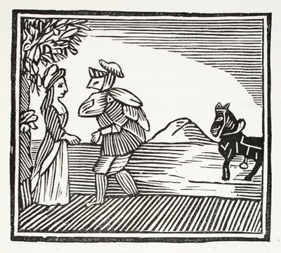 Ein Gentleman geht zu Mutter Bunch zur Beratung, Illustration aus Chap-books of the Eighteenth Century von John Ashton, veröffentlicht 1882 von English School