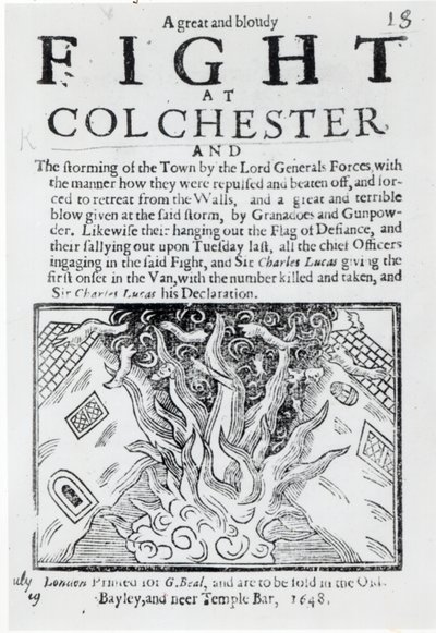 Ein großer und blutiger Kampf bei Colchester, gedruckt 1648 von English School