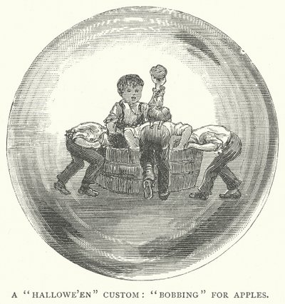 Ein "Halloween"-Brauch: "Bobbing" nach Äpfeln von English School