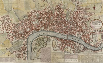 Ein neuer und genauer Plan der Städte London und Westminster und des Bezirks Southwark, 1725 von English School