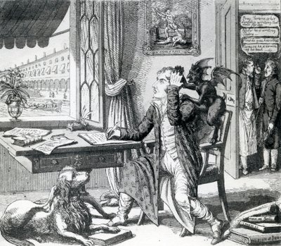 Ein edler Dichter - seine Ideen aufkratzend, veröffentlicht von J. Johnston, 1823 von English School