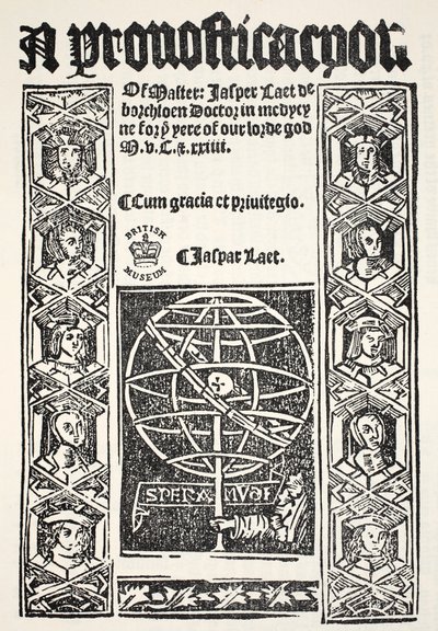 Eine Prognostikation von Jasper Laet (fl.1485-1532), gedruckt von R. Bankes, 1524 von English School