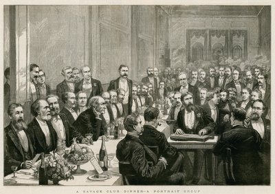 Ein Abendessen im Savage Club, eine Porträtgruppe von English School