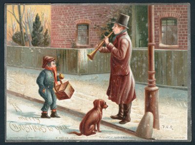 Ein spärliches Publikum - Viktorianische Weihnachtskarte von English School