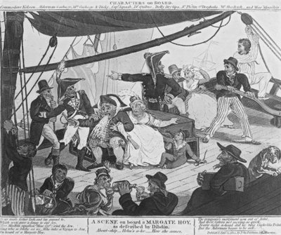 Eine Szene an Bord eines Margate Hoy, wie von Dibdin beschrieben, 1804 von English School