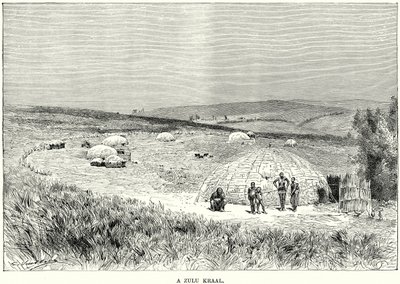 Ein Zulu Kraal (Gravur) von English School