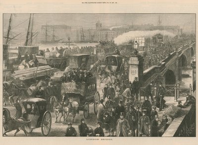 Eine belebte Straßenszene auf der London Bridge von English School