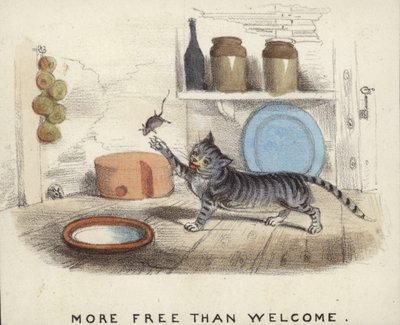 Eine Katze spielt mit einer Maus, die sie gefangen hat von English School