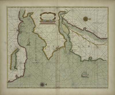Karte der Ostküste Schottlands aus einem Seeatlas mit einer hydrographischen Beschreibung der meisten bekannten Teile der Welt von Samuel Thornton, 1707 von English School