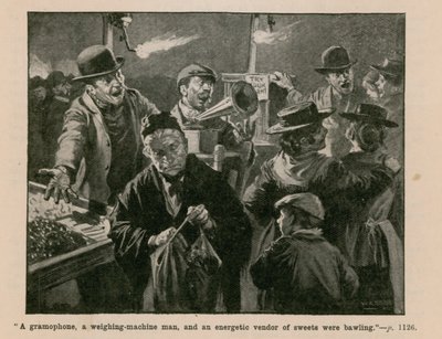 Ein Grammophon, ein Wiegemaschinenmann und ein energischer Süßigkeitenverkäufer schrien von English School