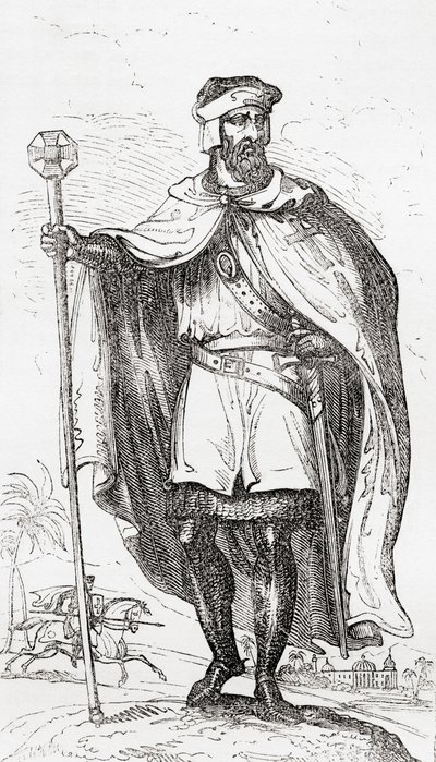 Ein Tempelritter, aus Old England: A Pictorial Museum, veröffentlicht 1847 von English School