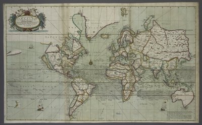 Neue und korrekte Weltkarte aus einem Atlas des Meeres, 1707 von English School