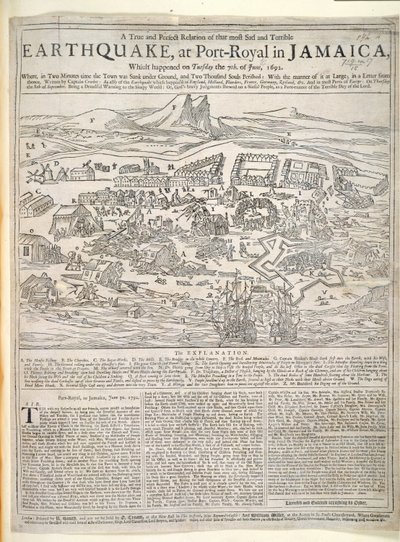 Eine wahre und vollständige Darstellung des traurigsten und schrecklichsten Erdbebens in Port-Royal auf Jamaika von English School