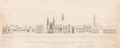 Eine Ansicht der Gebäude neben der Westminster Hall und mit Blick auf den Fluss Thames von English School