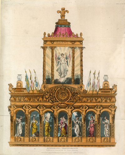 Ackermanns Transparenz, ausgestellt zur Feier des Friedens, Juni 1814 von English School