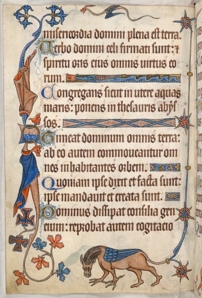 Add. 42130, f.61v, Psalm 32, geflügeltes Pferd, aus 
