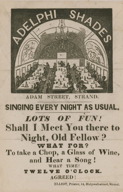 Werbung für Adelphi Shades, Adam Street, Strand von English School