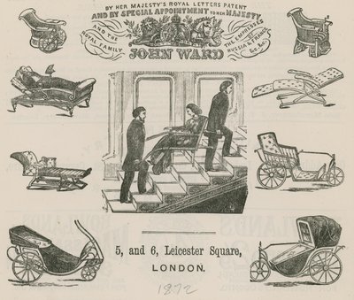 Anzeige für John Ward, Hersteller von Invalidenwagen von English School