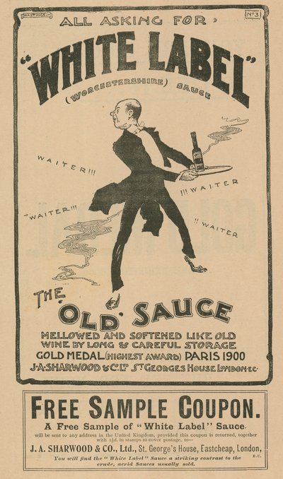 Anzeige für White Label Worcestershire Sauce von English School