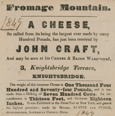 Werbung für die Ausstellung eines Käses namens Fromage Mountain von English School