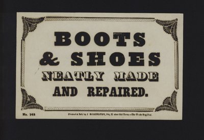 Anzeige: Stiefel und Schuhe ordentlich gemacht und repariert (Typ) von English School
