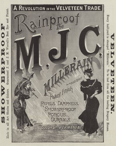 Werbung, M J C Millerain (Gravur) von English School