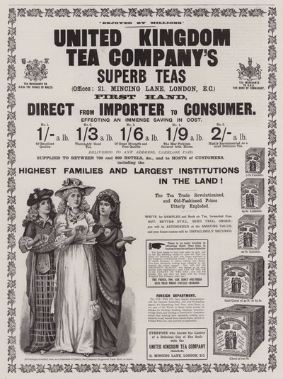 Werbung, United Kingdom Tea Company (Gravur) von English School