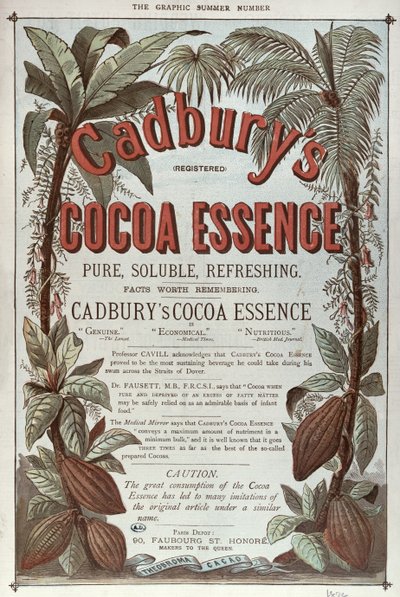 Werbung für Cadburys Kakao-Essenz, aus The Graphic, 1878 von English School