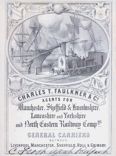 Werbung für Charles T Faulkner and Company, Agenten für Eisenbahngesellschaften (Lithografie) von English School