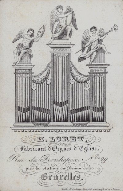 Werbung für H Loret, Orgelbauer, Brüssel, Belgien von English School