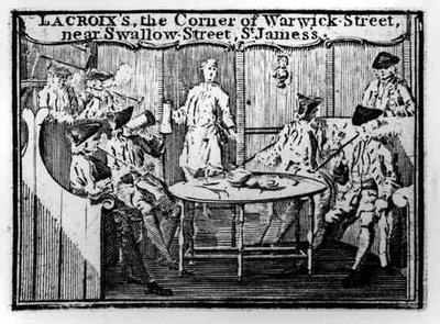 Werbung für Lacroixs, die Ecke der Warwick Street, nahe Swallow Street, St Jamess von English School